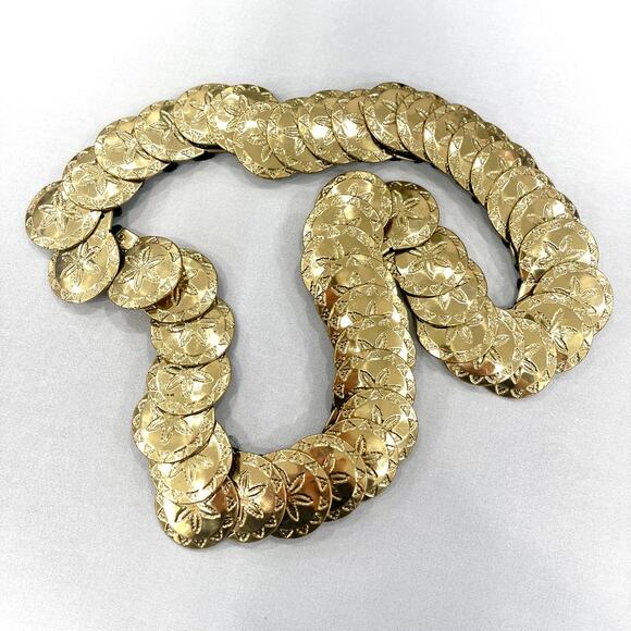 00s Vintage Gold Sand Dollar Medallion Belt - Picture 3 of 13